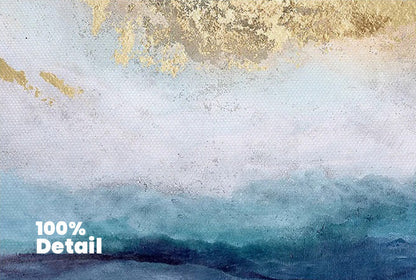 Blue Golden Ocean Spray Seascape Abstract Wall Art Fine Art Canvas Prints Marble Pictures For Living Room Dining Room Art For Contemporary Interiors | Home&so-Homeandso