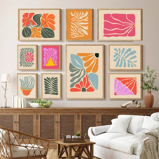 Bright Colorful Botanical Abstract Wall Art Fine Art Canvas Prints Vibrant Color Pictures For Modern Home Living Room Bedroom Art Decor | Home&so-Homeandso