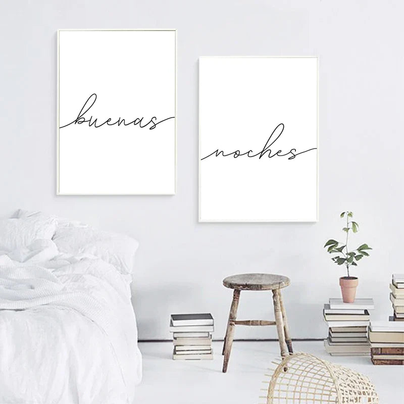 Buenas Noches Good Night Spanish Quotes Post Simple Black White Quotations Wall Art Fine Art Canvas Prints Minimalist Nordic Pictures For Bedroom | Home&so-Homeandso