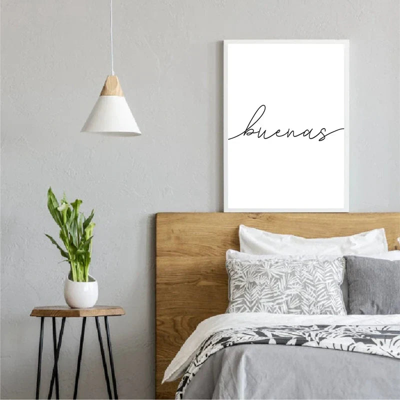 Buenas Noches Good Night Spanish Quotes Post Simple Black White Quotations Wall Art Fine Art Canvas Prints Minimalist Nordic Pictures For Bedroom | Home&so-Homeandso