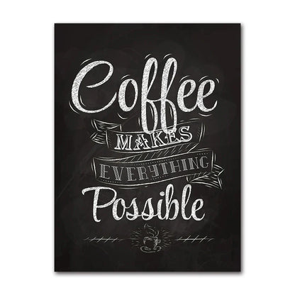 Coffee Connoisseur Wall Art Fine Art Canvas Prints Black White Coffee Menu Poster Pictures For Kitchen Diner Coffee Shop Cafe Art Decor | Home&so-Homeandso