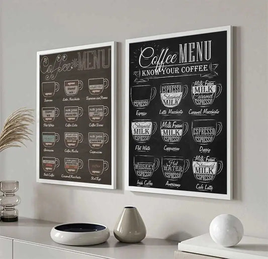Coffee Connoisseur Wall Art Fine Art Canvas Prints Black White Coffee Menu Poster Pictures For Kitchen Diner Coffee Shop Cafe Art Decor | Home&so-Homeandso