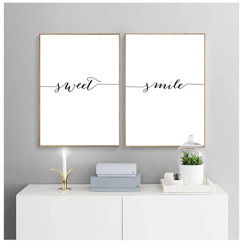 Daily Inspiration Words Wall Art Fine Art Canvas Prints Love Smile Sweet Dreams Quotations Posters Black White Pictures For Living Room Bedroom Art Decor | Home&so-Homeandso