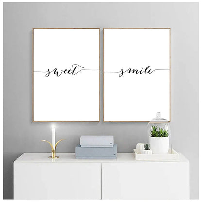 Daily Inspiration Words Wall Art Fine Art Canvas Prints Love Smile Sweet Dreams Quotations Posters Black White Pictures For Living Room Bedroom Art Decor | Home&so-Homeandso