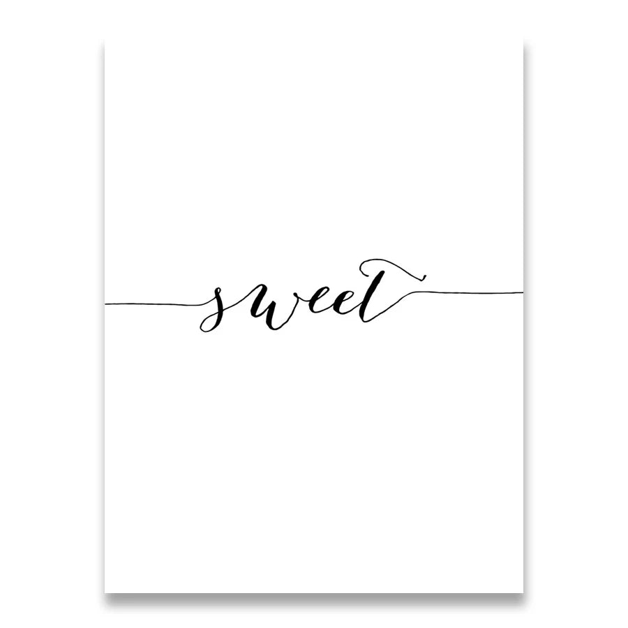 Daily Inspiration Words Wall Art Fine Art Canvas Prints Love Smile Sweet Dreams Quotations Posters Black White Pictures For Living Room Bedroom Art Decor | Home&so-Homeandso
