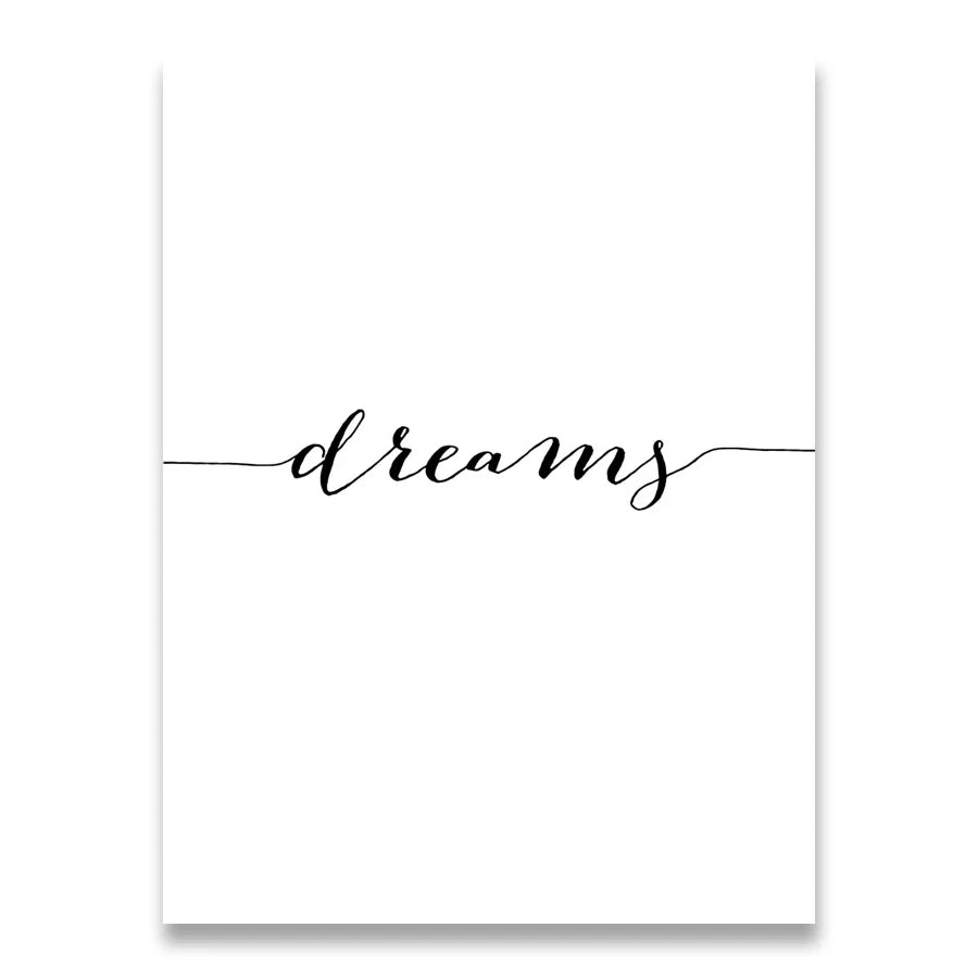 Daily Inspiration Words Wall Art Fine Art Canvas Prints Love Smile Sweet Dreams Quotations Posters Black White Pictures For Living Room Bedroom Art Decor | Home&so-Homeandso