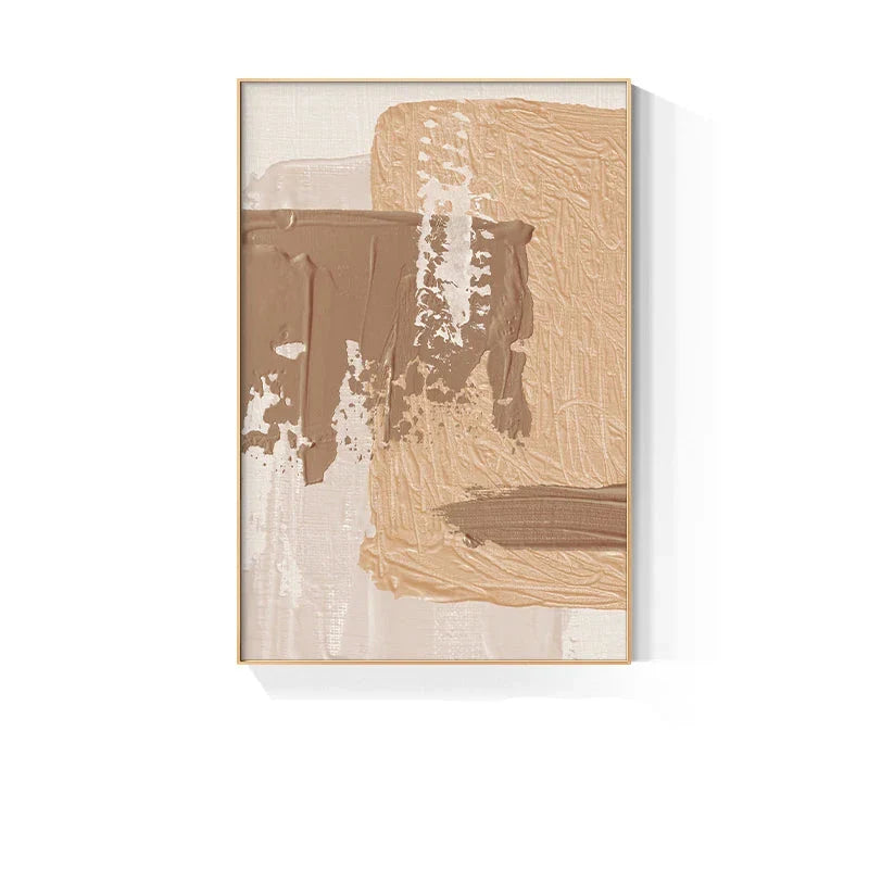 Elegant Earth Tones Abstract Brush Texture Wall Art Fine Art Canvas Prints Triple Harmony of Mustard Yellow, Brown, and Beige – Contemporary Wall Art for Modern Home Decor | Home&so-Homeandso