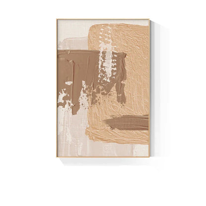 Elegant Earth Tones Abstract Brush Texture Wall Art Fine Art Canvas Prints Triple Harmony of Mustard Yellow, Brown, and Beige – Contemporary Wall Art for Modern Home Decor | Home&so-Homeandso