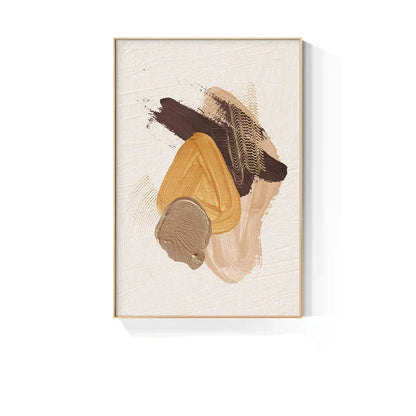 Elegant Earth Tones Abstract Brush Texture Wall Art Fine Art Canvas Prints Triple Harmony of Mustard Yellow, Brown, and Beige – Contemporary Wall Art for Modern Home Decor | Home&so-Homeandso
