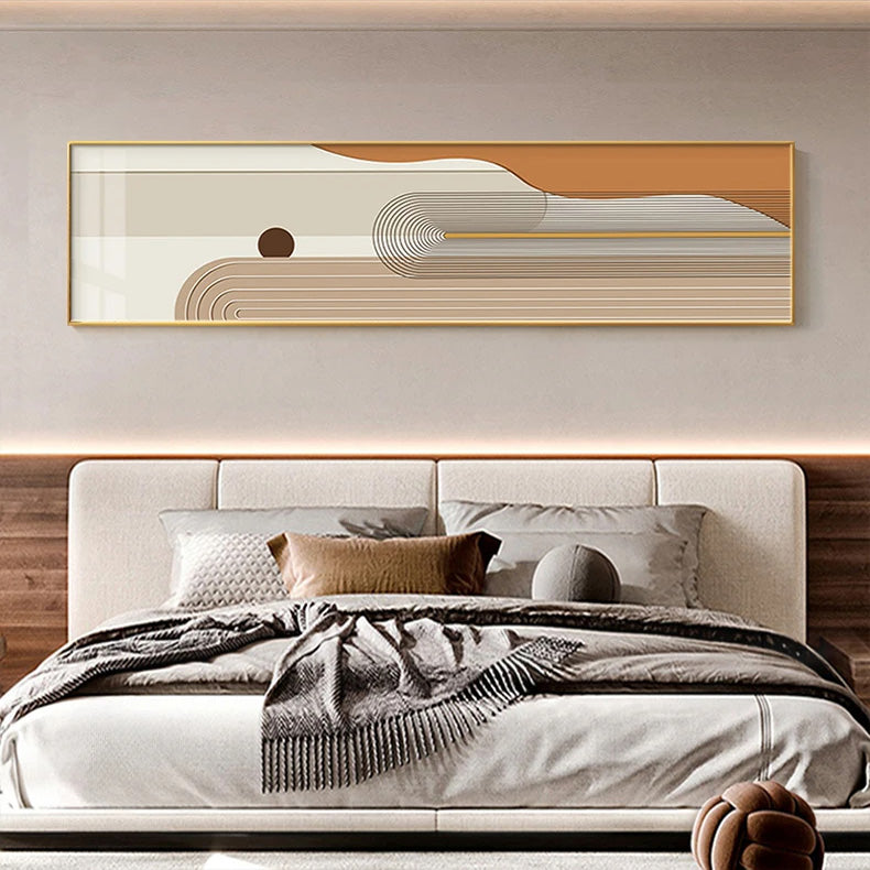 Geometric Curved Lines Earthy Tones Wall Art Fine Art Canvas Prints Modern Wide Format Pictures For Living Room Above The Sofa Art For Above The Bed | Home&so-Homeandso