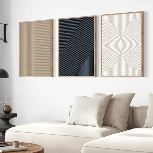 Geometric Line Art Minimalist Abstract Wall Art Fine Art Canvas Prints Neutral Color Pictures For Living Room Dining Room Home Office Art Decor | Home&so-Homeandso