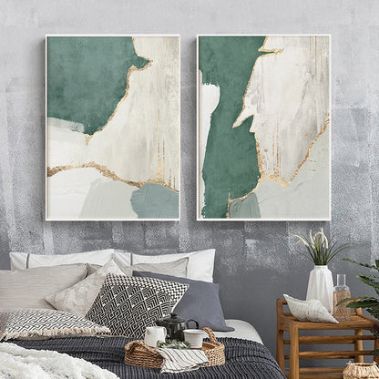 Green Brown Nordic Abstract Geomorphic Wall Art Fine Art Canvas Prints Pictures For Modern Apartment Living Room Home Office Art Decor | Home&so-Homeandso