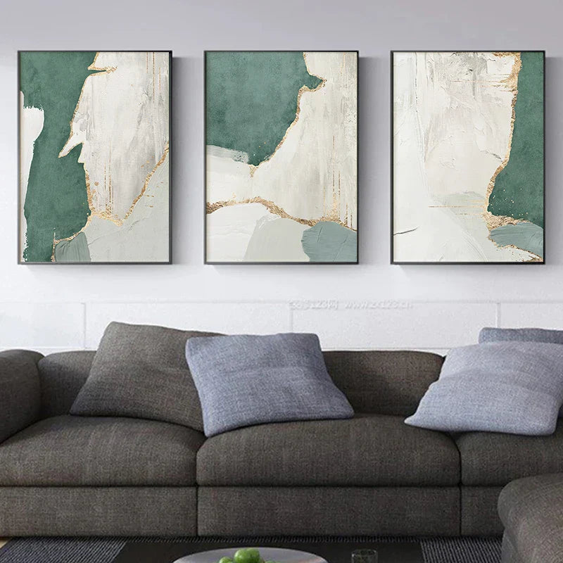 Green Brown Nordic Abstract Geomorphic Wall Art Fine Art Canvas Prints Pictures For Modern Apartment Living Room Home Office Art Decor | Home&so-Homeandso