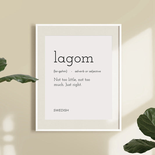 Hygge Lagom Definition Minimalist Nordic Wall Art Black White Fine Art Canvas Prints Swedish Danish Norwegian Lifestyle Quotes Posters For Modern Home Office | Home&so-Homeandso