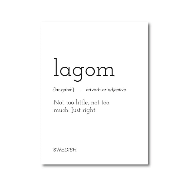 Hygge Lagom Definition Minimalist Nordic Wall Art Black White Fine Art Canvas Prints Swedish Danish Norwegian Lifestyle Quotes Posters For Modern Home Office | Home&so-Homeandso