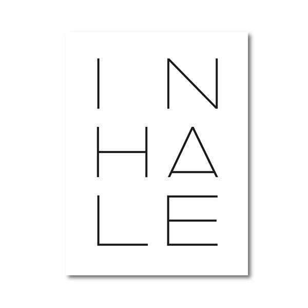 Inhale Exhale Poster Black & White Minimalist Meditation Breathe Wall Art Fine Art Canvas Prints Modern Typographic Wall Decor For Bedroom Yoga Studio Decor | Home&so-Homeandso
