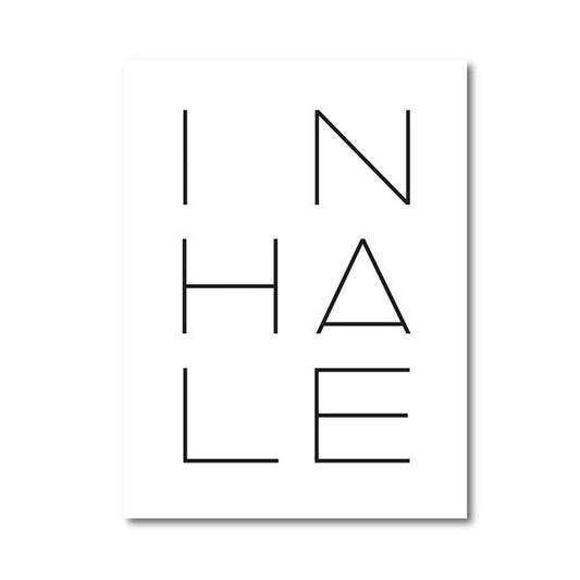 Inhale Exhale Poster Black & White Minimalist Meditation Breathe Wall Art Fine Art Canvas Prints Modern Typographic Wall Decor For Bedroom Yoga Studio Decor | Home&so-Homeandso