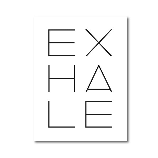 Inhale Exhale Poster Black & White Minimalist Meditation Breathe Wall Art Fine Art Canvas Prints Modern Typographic Wall Decor For Bedroom Yoga Studio Decor | Home&so-Homeandso