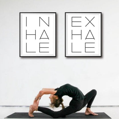 Inhale Exhale Poster Black & White Minimalist Meditation Breathe Wall Art Fine Art Canvas Prints Modern Typographic Wall Decor For Bedroom Yoga Studio Decor | Home&so-Homeandso