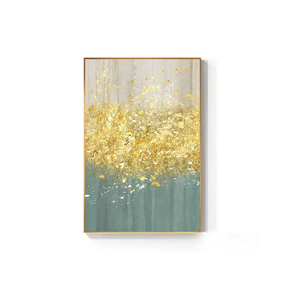 Jade Blue Bright Golden Rain Wall Art Fine Art Canvas Prints Auspicious Abstract Pictures For Living Room Dining Room Home Office Decor | Home&so-Homeandso