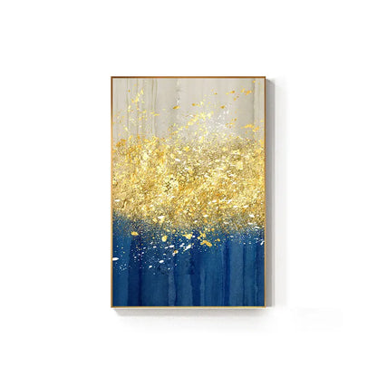 Jade Blue Bright Golden Rain Wall Art Fine Art Canvas Prints Auspicious Abstract Pictures For Living Room Dining Room Home Office Decor | Home&so-Homeandso
