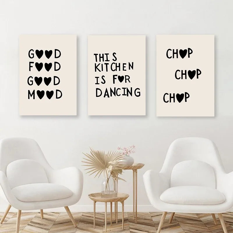 Kitchen Cooking Love Quotes Wall Art Fine Art Canvas Prints Minimalist Modern Typographic Posters Pictures For Kitchen Dining Room Cafe Art Decor | Home&so-Homeandso