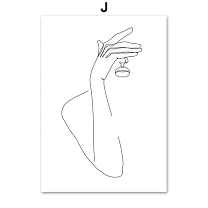Minimalist Abstract Black White Beauty Figure Art Line Art Fine Art Canvas Prints Pictures For Living Room Bedroom Salon Art Decor | Home&so-Homeandso