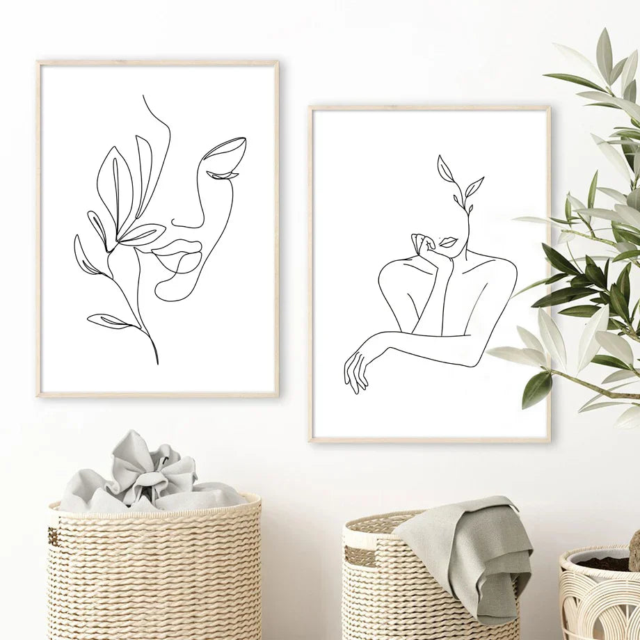 Minimalist Abstract Black White Beauty Figure Art Line Art Fine Art Canvas Prints Pictures For Living Room Bedroom Salon Art Decor | Home&so-Homeandso