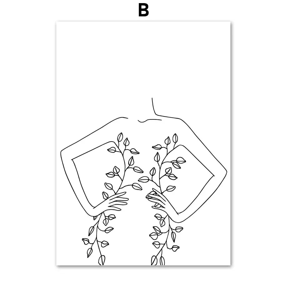 Minimalist Abstract Black White Beauty Figure Art Line Art Fine Art Canvas Prints Pictures For Living Room Bedroom Salon Art Decor | Home&so-Homeandso