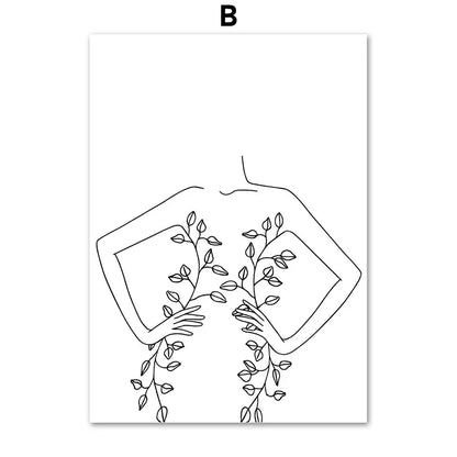 Minimalist Abstract Black White Beauty Figure Art Line Art Fine Art Canvas Prints Pictures For Living Room Bedroom Salon Art Decor | Home&so-Homeandso