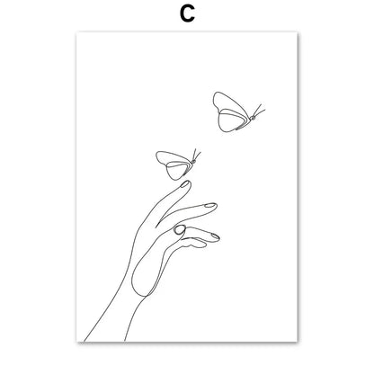 Minimalist Abstract Black White Beauty Figure Art Line Art Fine Art Canvas Prints Pictures For Living Room Bedroom Salon Art Decor | Home&so-Homeandso