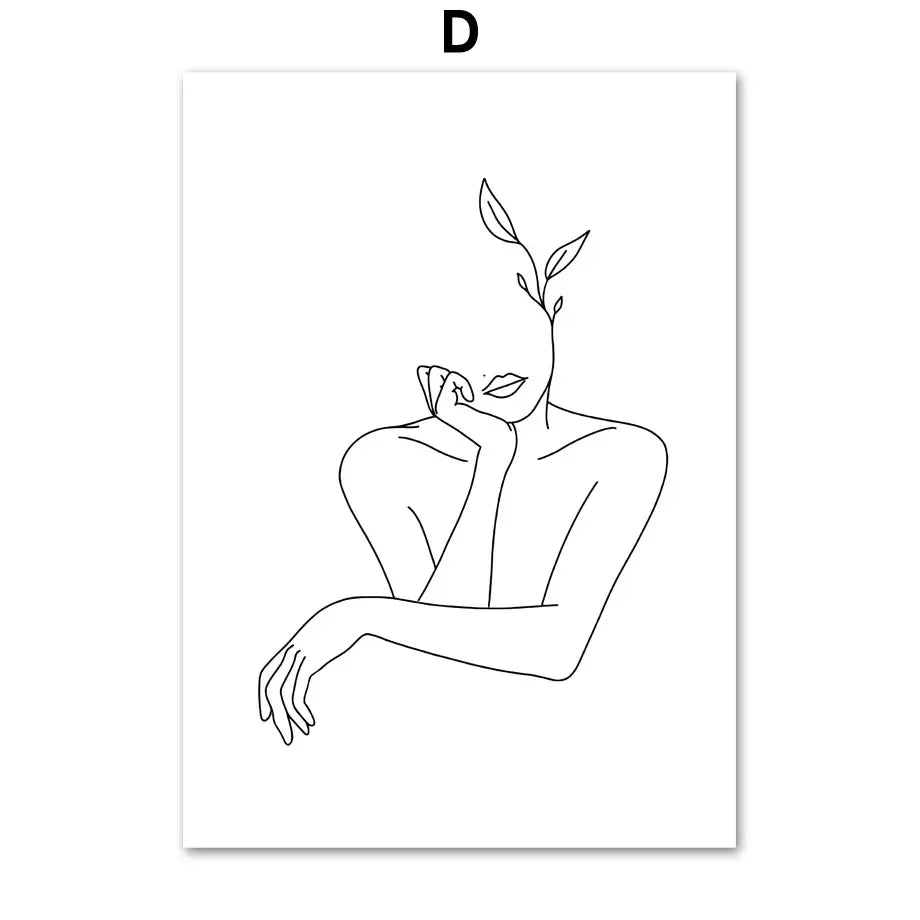 Minimalist Abstract Black White Beauty Figure Art Line Art Fine Art Canvas Prints Pictures For Living Room Bedroom Salon Art Decor | Home&so-Homeandso