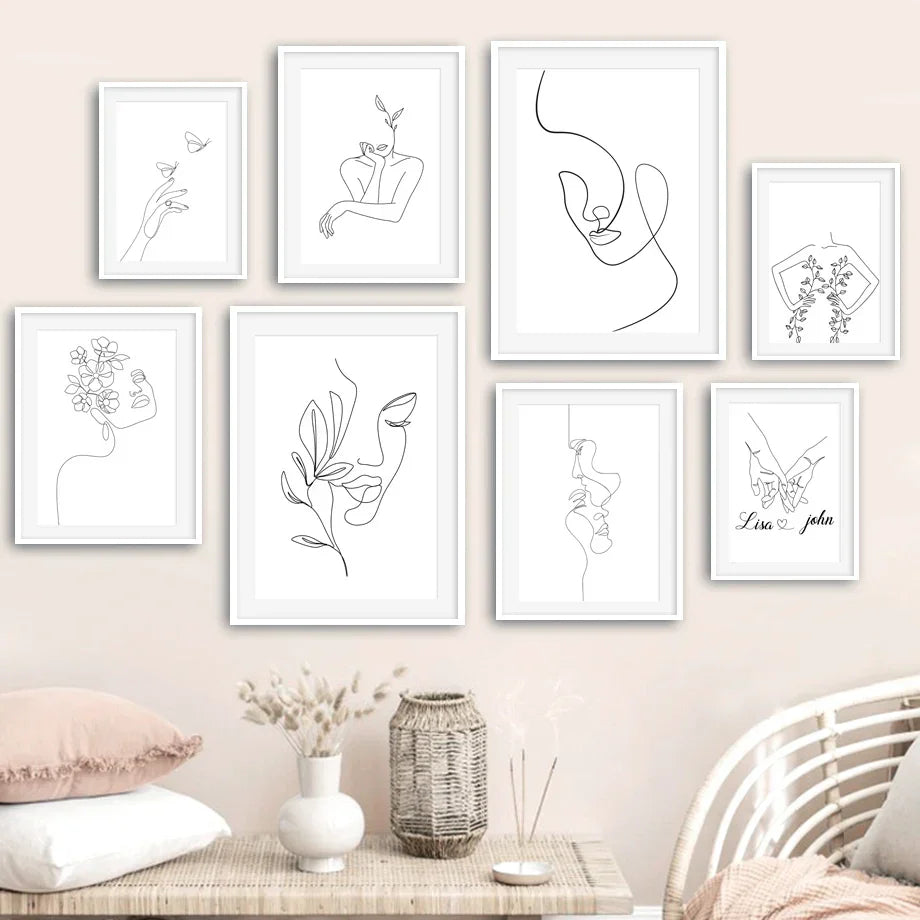 Minimalist Abstract Black White Beauty Figure Art Line Art Fine Art Canvas Prints Pictures For Living Room Bedroom Salon Art Decor | Home&so-Homeandso