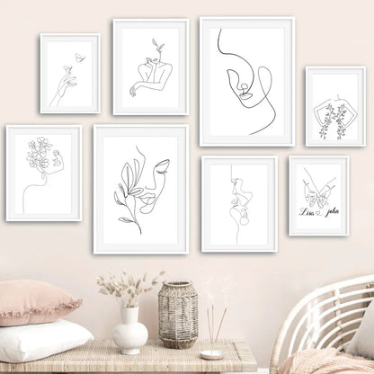 Minimalist Abstract Black White Beauty Figure Art Line Art Fine Art Canvas Prints Pictures For Living Room Bedroom Salon Art Decor | Home&so-Homeandso