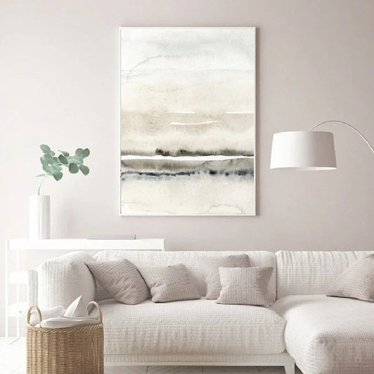Minimalist Abstract Landscape Wall Art Fine Art Canvas Prints Beige Grey Pictures For Modern Living Room Bedroom Dining Room Scandinavian Home Decor | Home&so-Homeandso