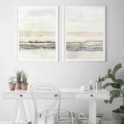 Minimalist Abstract Landscape Wall Art Fine Art Canvas Prints Beige Grey Pictures For Modern Living Room Bedroom Dining Room Scandinavian Home Decor | Home&so-Homeandso