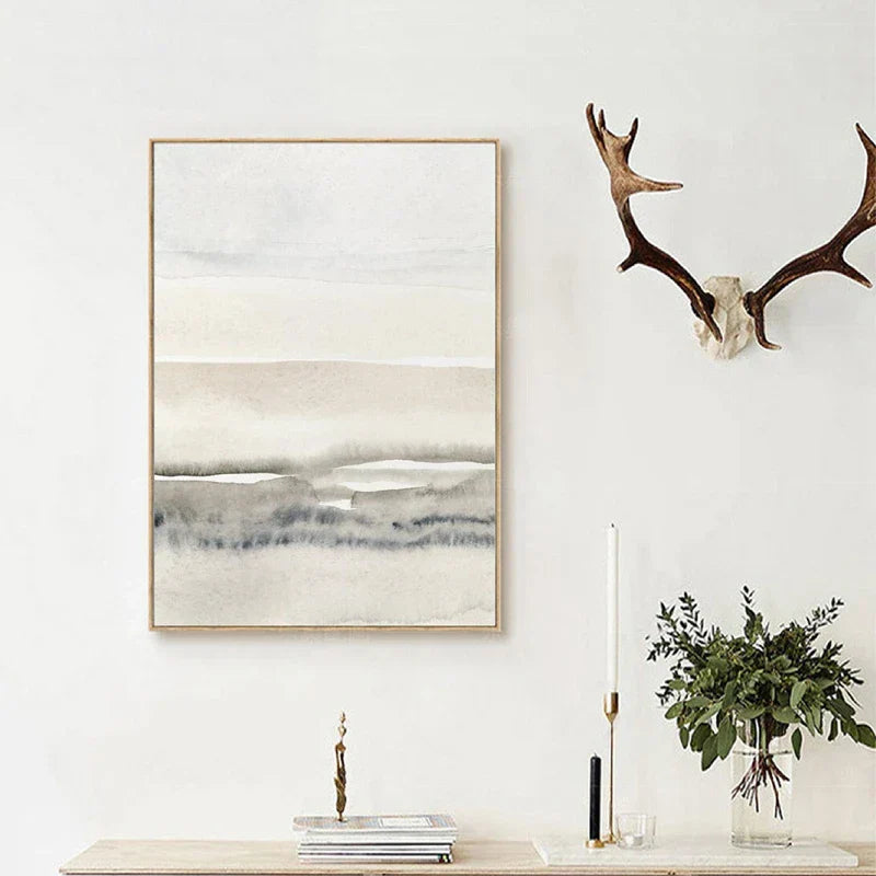 Minimalist Abstract Landscape Wall Art Fine Art Canvas Prints Beige Grey Pictures For Modern Living Room Bedroom Dining Room Scandinavian Home Decor | Home&so-Homeandso