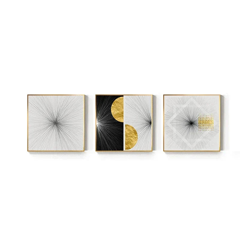 Minimalist Golden Sun Lines Abstract Wall Art Fine Art Canvas Prints Square Format Pictures For Modern Apartment Living Room Art For Contemporary Interiors | Home&so-Homeandso