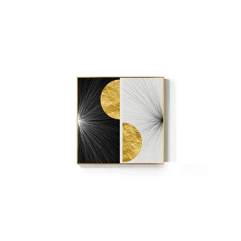 Minimalist Golden Sun Lines Abstract Wall Art Fine Art Canvas Prints Square Format Pictures For Modern Apartment Living Room Art For Contemporary Interiors | Home&so-Homeandso