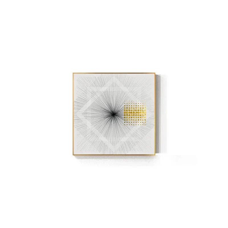 Minimalist Golden Sun Lines Abstract Wall Art Fine Art Canvas Prints Square Format Pictures For Modern Apartment Living Room Art For Contemporary Interiors | Home&so-Homeandso