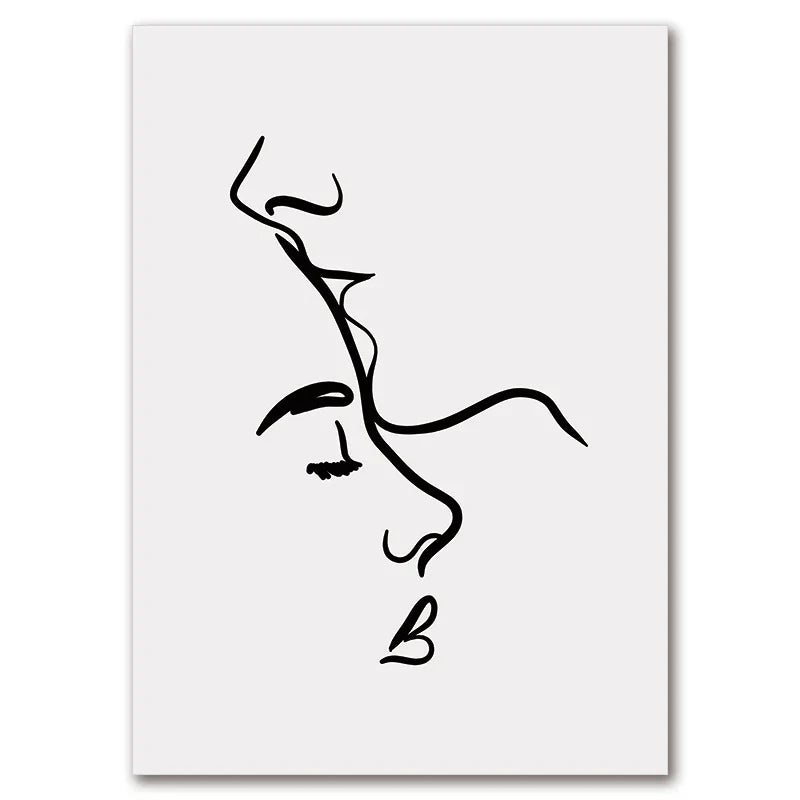 Minimalist Line Art Lovers Black White Wall Art Fine Art Canvas Prints Posters Pictures For Bedroom Living Room Romantic Couples Art For Modern Home Decor | Home&so-Homeandso