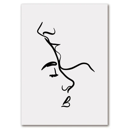 Minimalist Line Art Lovers Black White Wall Art Fine Art Canvas Prints Posters Pictures For Bedroom Living Room Romantic Couples Art For Modern Home Decor | Home&so-Homeandso