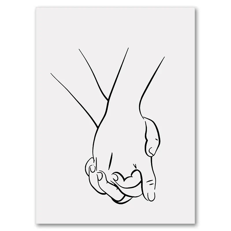 Minimalist Line Art Lovers Black White Wall Art Fine Art Canvas Prints Posters Pictures For Bedroom Living Room Romantic Couples Art For Modern Home Decor | Home&so-Homeandso