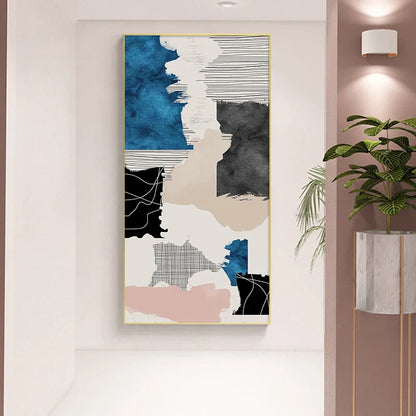 Modern Abstract Blue Grey Pink Canvas Print Artwork Poster Picture For Modern Apartment Living Room Bedroom Foyer Art For Contemporary Interiors | Home&so-Homeandso
