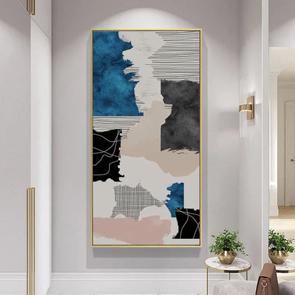 Modern Abstract Blue Grey Pink Canvas Print Artwork Poster Picture For Modern Apartment Living Room Bedroom Foyer Art For Contemporary Interiors | Home&so-Homeandso