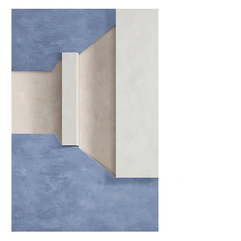 Modern Minimalist Abstract Geometric Canvas Print Wall Art - Three-Dimensional Design in Blue, Beige, and White - Contemporary Wall Art for Home or Office Decor | Home&so-Homeandso