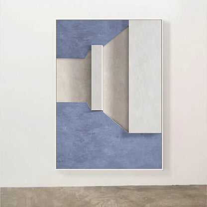 Modern Minimalist Abstract Geometric Canvas Print Wall Art - Three-Dimensional Design in Blue, Beige, and White - Contemporary Wall Art for Home or Office Decor | Home&so-Homeandso