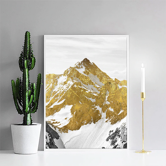 Mystical Golden Mountain Landscape Wall Art Fine Art Canvas Prints Abstract Nordic Pictures For Modern Living | Home&so-Homeandso