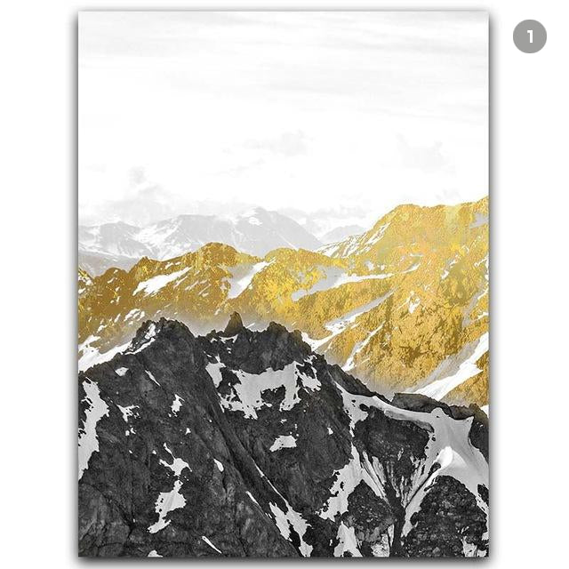 Mystical Golden Mountain Landscape Wall Art Fine Art Canvas Prints Abstract Nordic Pictures For Modern Living | Home&so-Homeandso