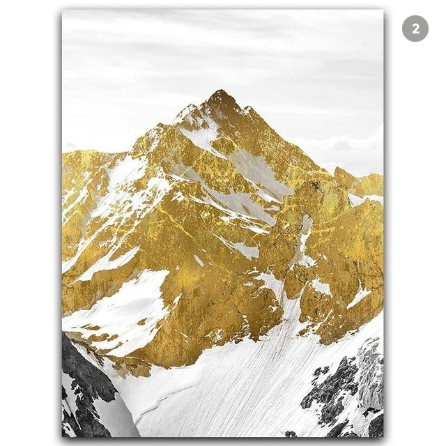 Mystical Golden Mountain Landscape Wall Art Fine Art Canvas Prints Abstract Nordic Pictures For Modern Living | Home&so-Homeandso